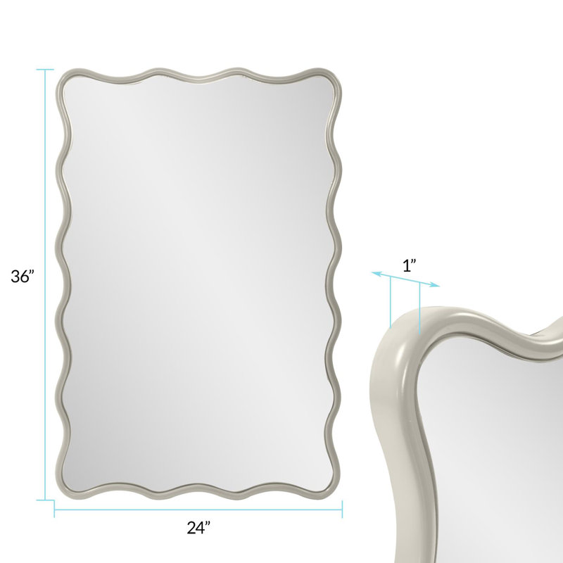 Nickel Scalloped Frame 36'' Rectangular Wall Mirror