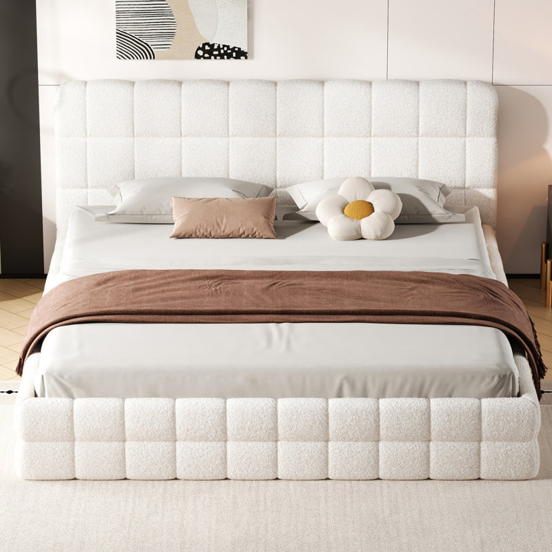Lit rembourré cubique, Blanc, Grand