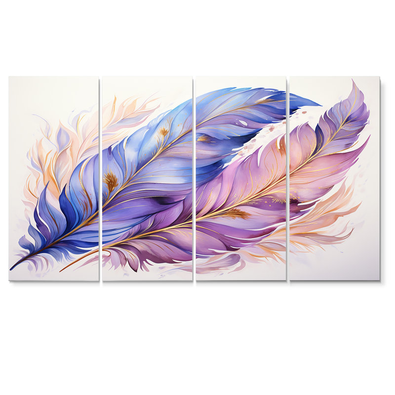 Phelan - FeathersWall, art mural pour le salon, 4 pièces, H 28 po x l 48 po