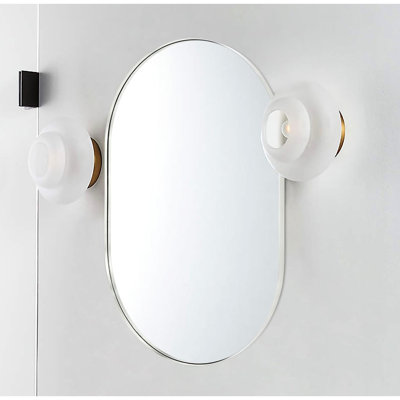 20X33 Inch Oval Silver Metal Wall Mirror - 4Mm Hd Glass, Brushed Aluminum Alloy Frame, Shatterproof Feature, Simple Mounting 20 X 33 Density Board For , Reinforced Hooks