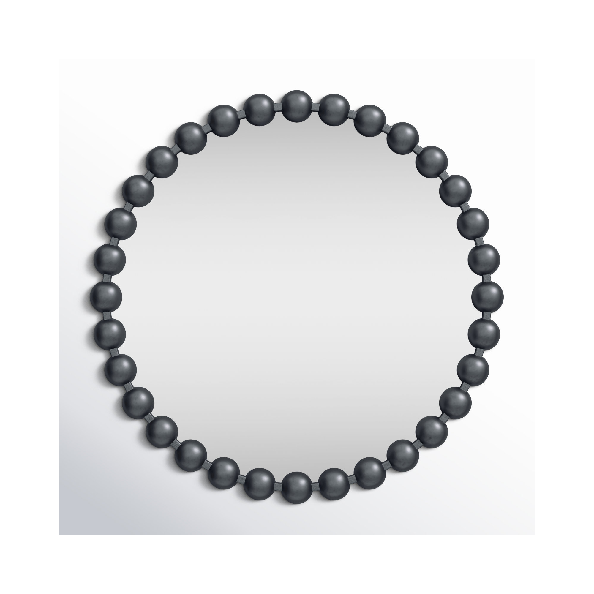 Marlowe Beaded Round Metal Wall Mirror, Black, 27" x 27"