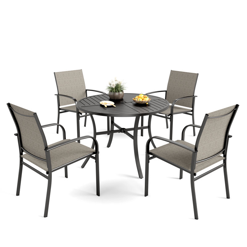 Alyah Round 4 - Person 42" Long Dining Set, Brown