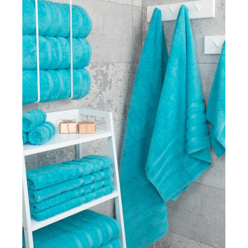 Edison 100% Turkish Cotton Quick-Drying Bath Towels, Aqua Blue