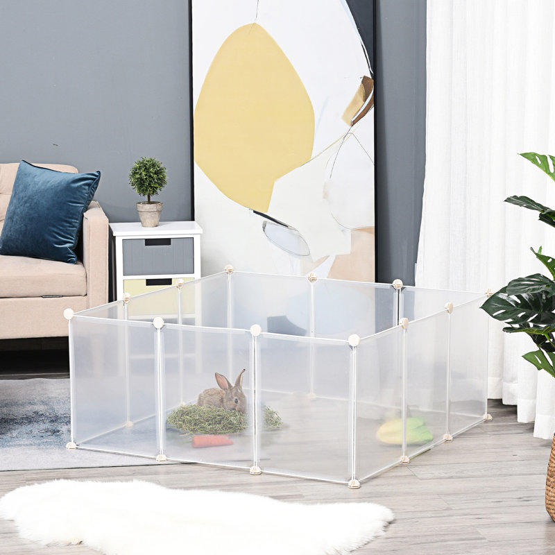 Chinchilla Playpen - 12 panneaux de clôture en plastique pour, cochon d'Inde, cage blanche pour petits animaux 18 po x 14 po Chinchilla, 18 po x 14 po