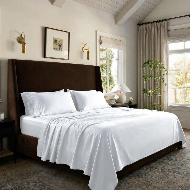Ensemble de draps 100% coton Supima tissé 1200 fils Threadmill, Ensemble de draps pour très grand lit avec 2 taie
