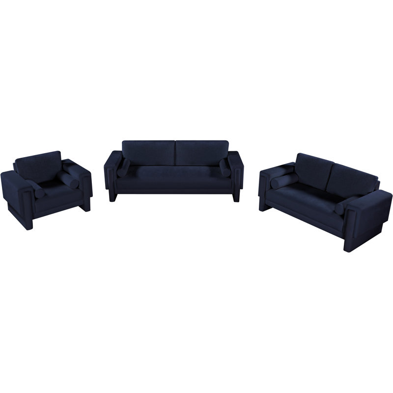 Ivanio Upholstered 89'' Sofa, Navy Chenille Fabric