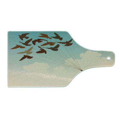 Ambesonne Colorful Tempered Glass Cutting Board Flying Pigeons Birds Multicolor