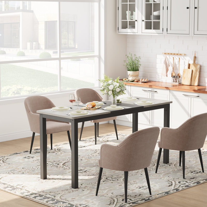 Solid Wood Iron Computer Desk, Gray