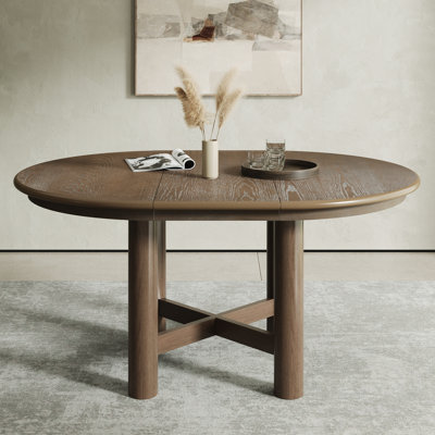 Wood Extendable Oval Dining Table, 47 to 63 Inches with Removable Leaf, Solid Wood Legs, Seats 4-6 People for Versatile Use