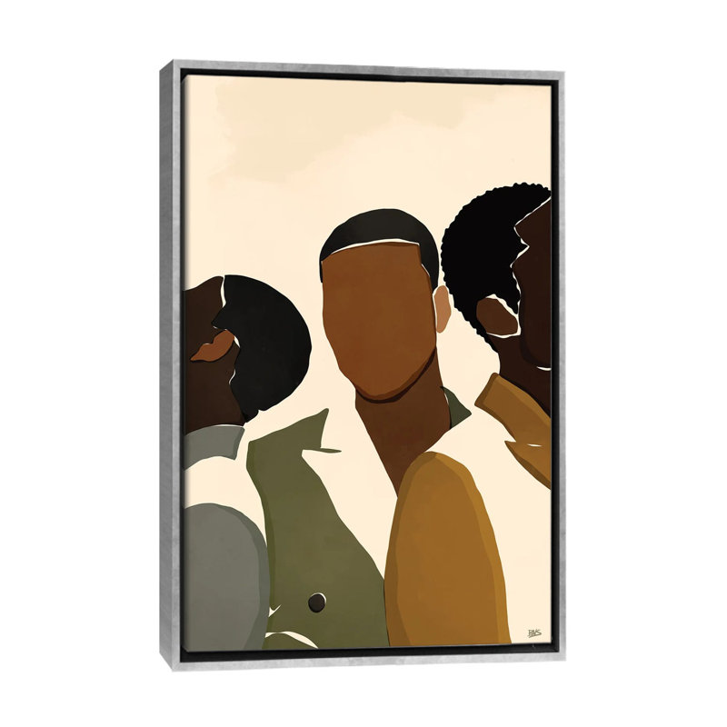 Impression d’art graphique, "Brothers" par Brie Nicole, Toile avec cadre argenté, Pas de tapis, H 48 po x l 32 po x P 1,5 po