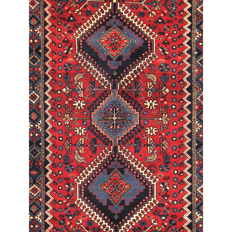 Tapis rouge / bleu en laine Yalameh