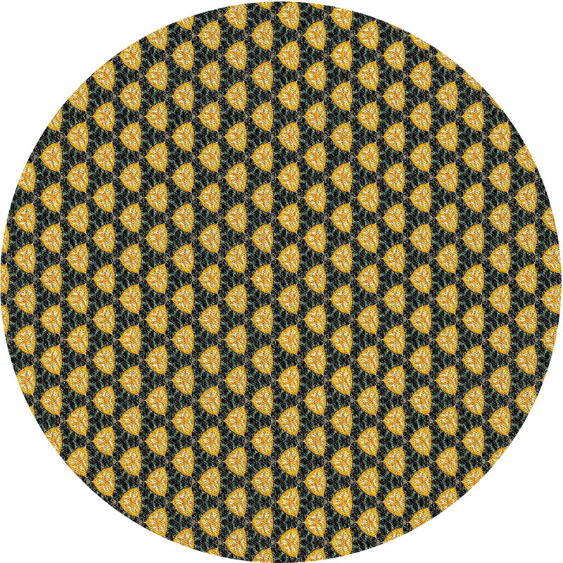 Tapis jaune/noir tissé à la machine, Rond 3 pi