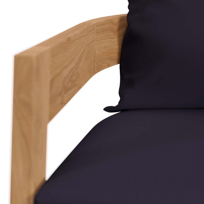 Ensemble de patio d'extérieur en bois de teck 3 pièces Brisbane par Modway, Bleu marine