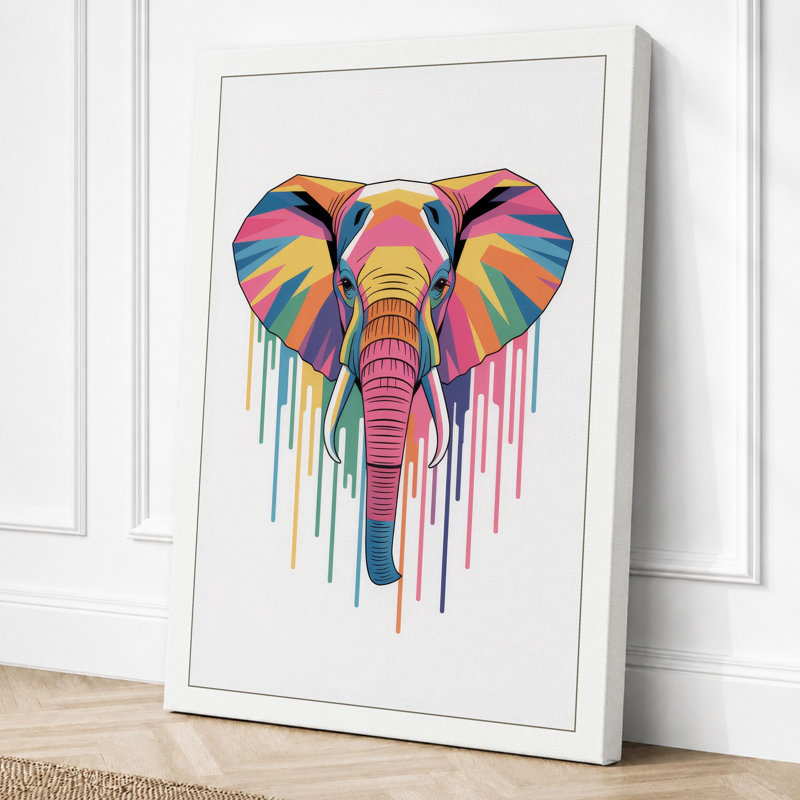 Geometric Elephant Modern - Print, 30x20 - 76.2 x 50.8 cm, White Border