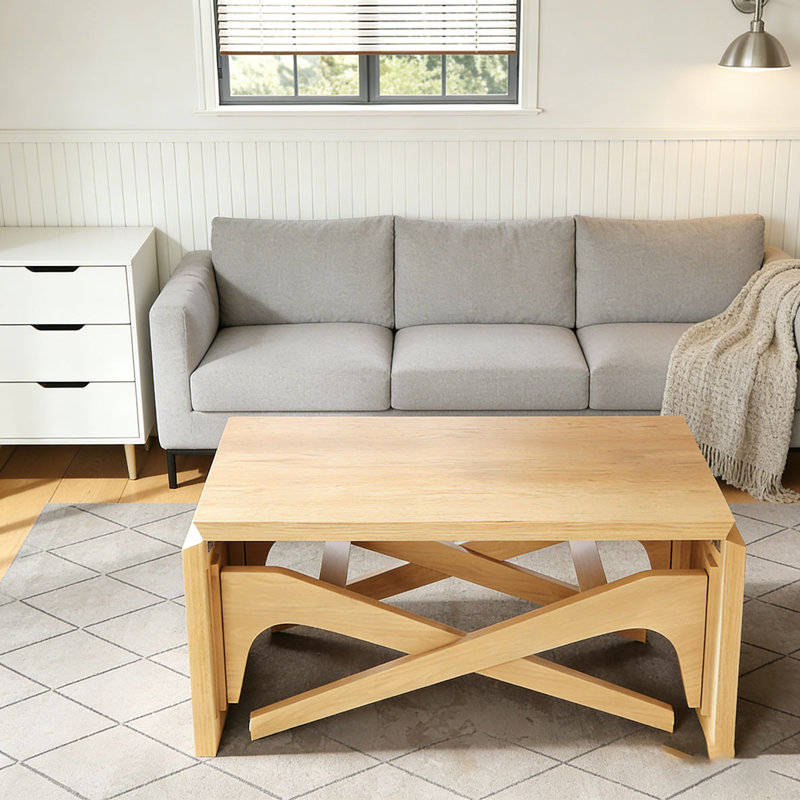 Table basse extensible 2 en 1, Naturel