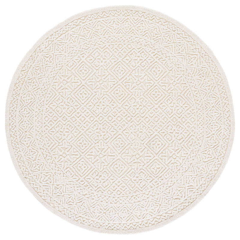 Textural 109 Hand Tufted 80% Wool; 20% Cotton Geometric Shapes Rug, Round 6'