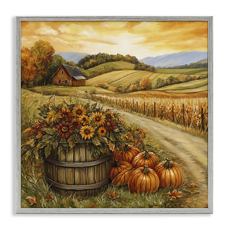 «Pumpkin Farm & Sunflowers», estampe numérique, design by Creative Studio, Estampe numérique Farmhouse, H 12 po x l 12 po