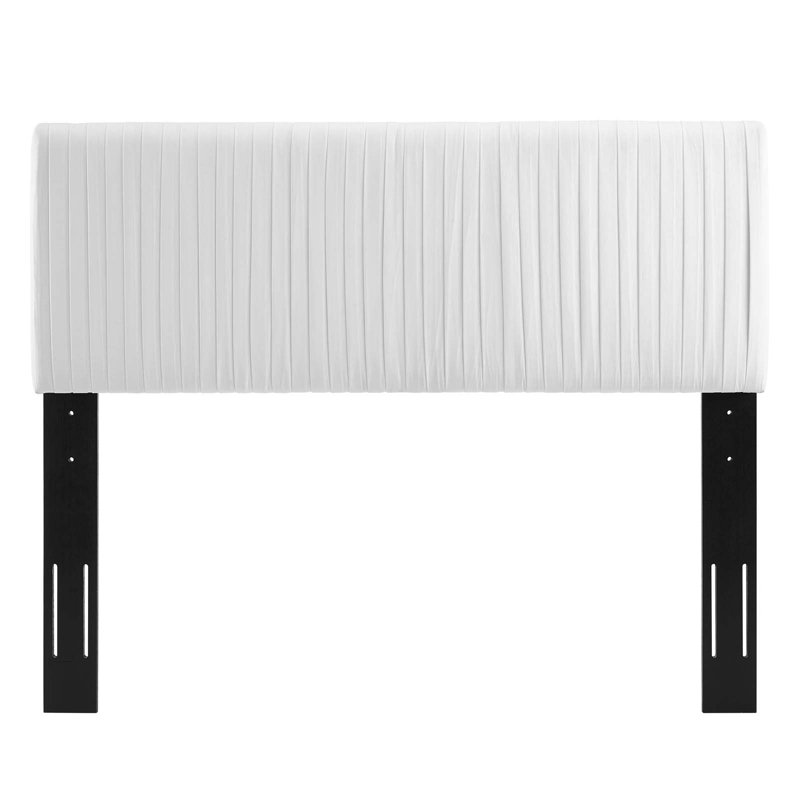 Eloise Channel Tufted Performance Velvet Headboard, Twin, White