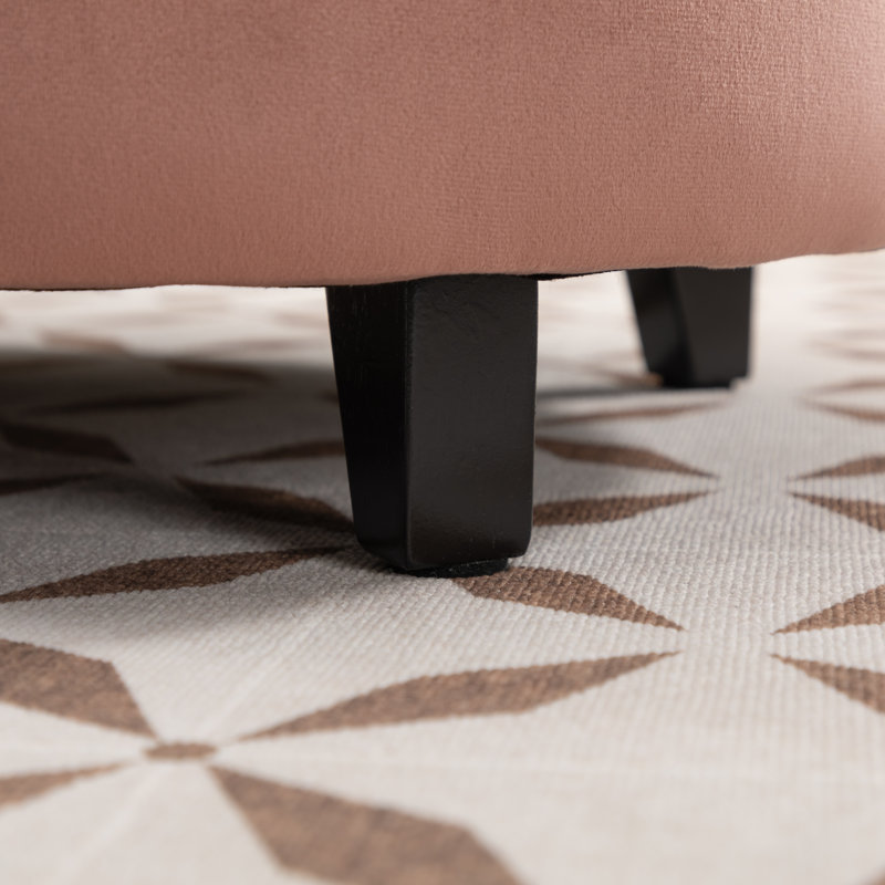 Repose-pieds rond avec rangement en velours Briana, Velours Rose Performance