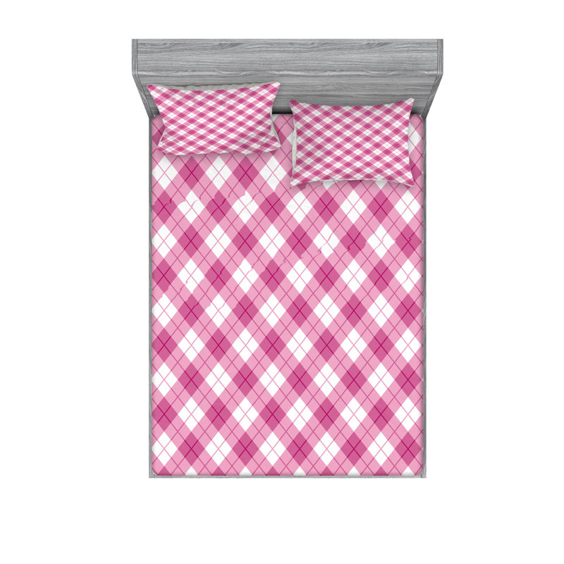 Ensemble de draps Diagonal Argyle, Ensemble de drap pour grand lit avec drap-housse