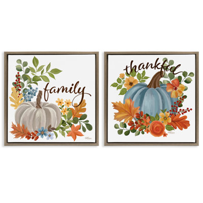 «Family Thankful Fall Pumkin», ensemble de 2 toiles par Cat Thurman Designs