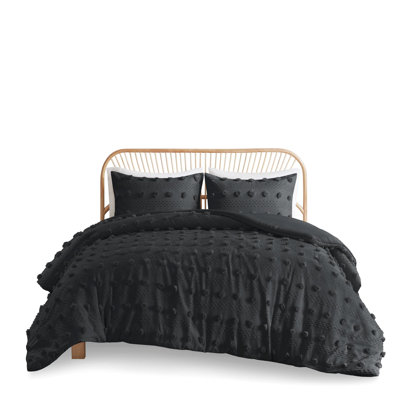 Black Clip Duvet Cover For Full/queen Beds - 3 Pcs, Material, Microfiber Reverse, Button Closure 2 Shams, Safe, Machine Washable