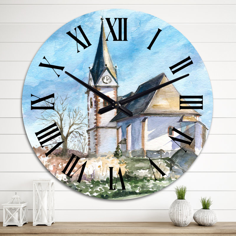 Horloge murale coloniale Little Village Church In The Pine Trees II, Moyen