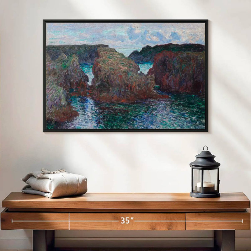 Rochers de Belle-Île à Port-Goulphar, 1886, 25 po x 17 po, Cadre flottant noir