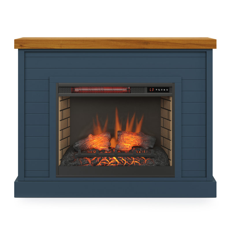 Rimma 48" Farmhouse Electric Fireplace Mantel with 26" Insert, Remote Control, Shiplap Design, Adjustable Flame & Heater