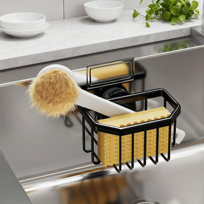 TAILI Heavy-Duty Sponge Holder With Strong Suction Cup, Rustproof Kitchen Sink Caddy Organizer For Sponges, Brushes, Stoppers And Scrapers, Quick-Drain Design
