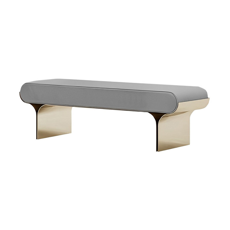Toriona Faux Leather Upholstered Bench, Gray, 17.71" H x 62.99" W x 15.74" D