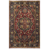 Hand-Knotted High-Quality Charcoal and Red Area Rug