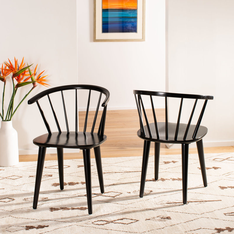 Chaise de salle à manger en bois massif Sheffield, Noir