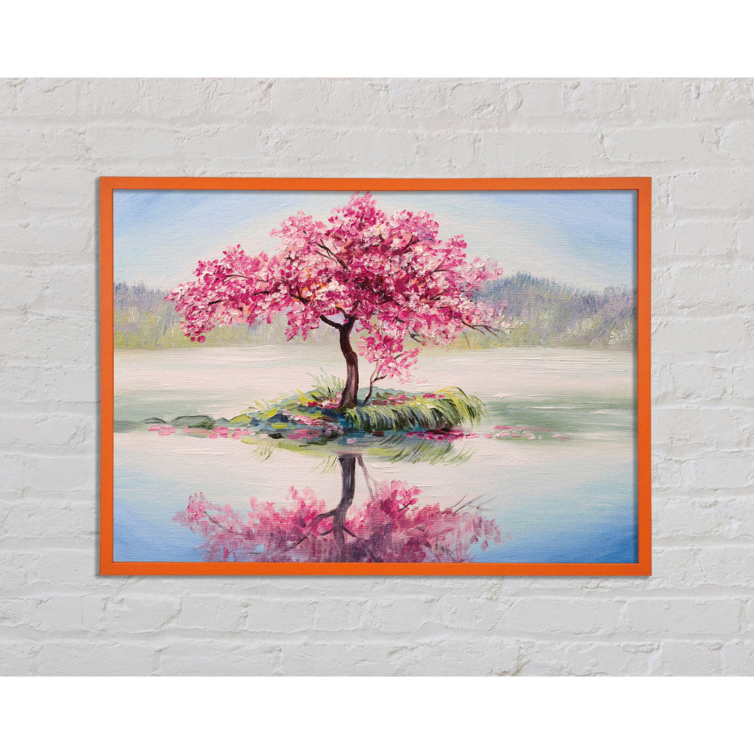 Lone Pink Blossom Tree Gerahmter Druck