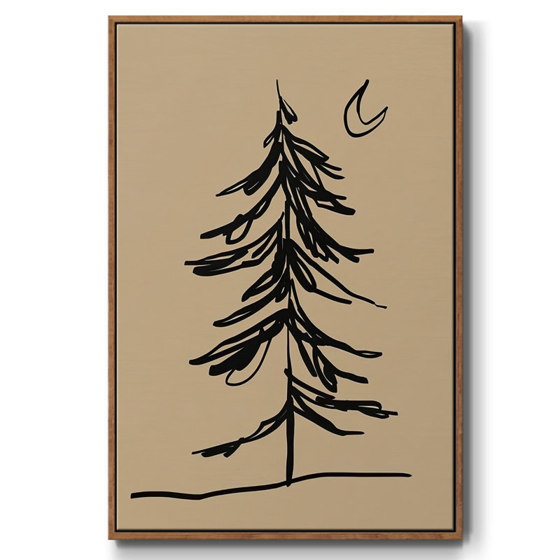 Croquis de sapin d'hiver I, Cadre flottant noyer, H 37 po x l 25 po x P 1,5 po