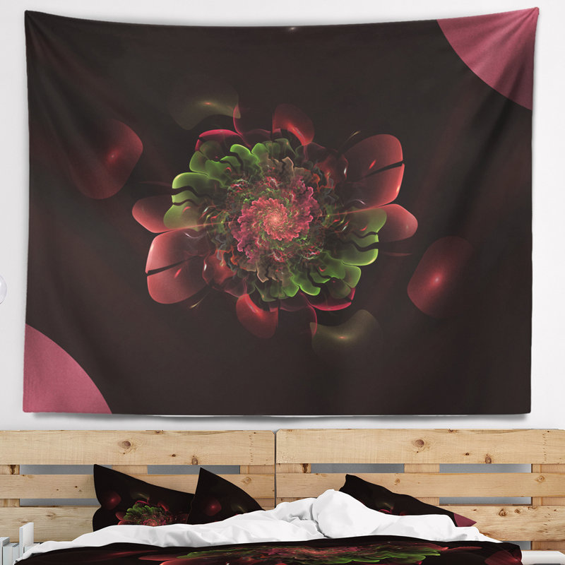 Tapisserie fleur arrondie floral foncé, H 32 po x l 39 po