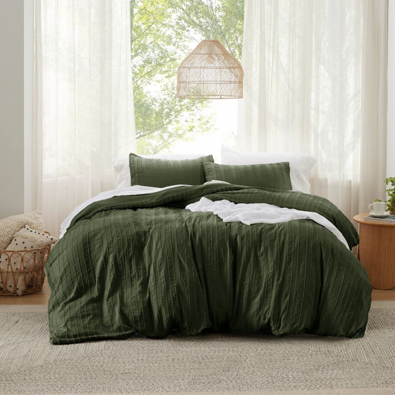 Essential Bedsure Shabby Elegance Striped Tufted Duvet Cover GentleSoft™️, King Duvet Cover + 2 King Pillowcases, Pumpkin