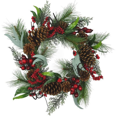 Kurt Adler Artificial Wreath Christmas Decoration, Green, 20"