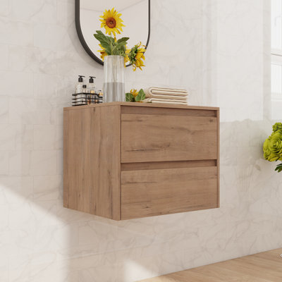 24" Wall Mounted Bathroom Side Cabinet With 2 Soft Close Drawers