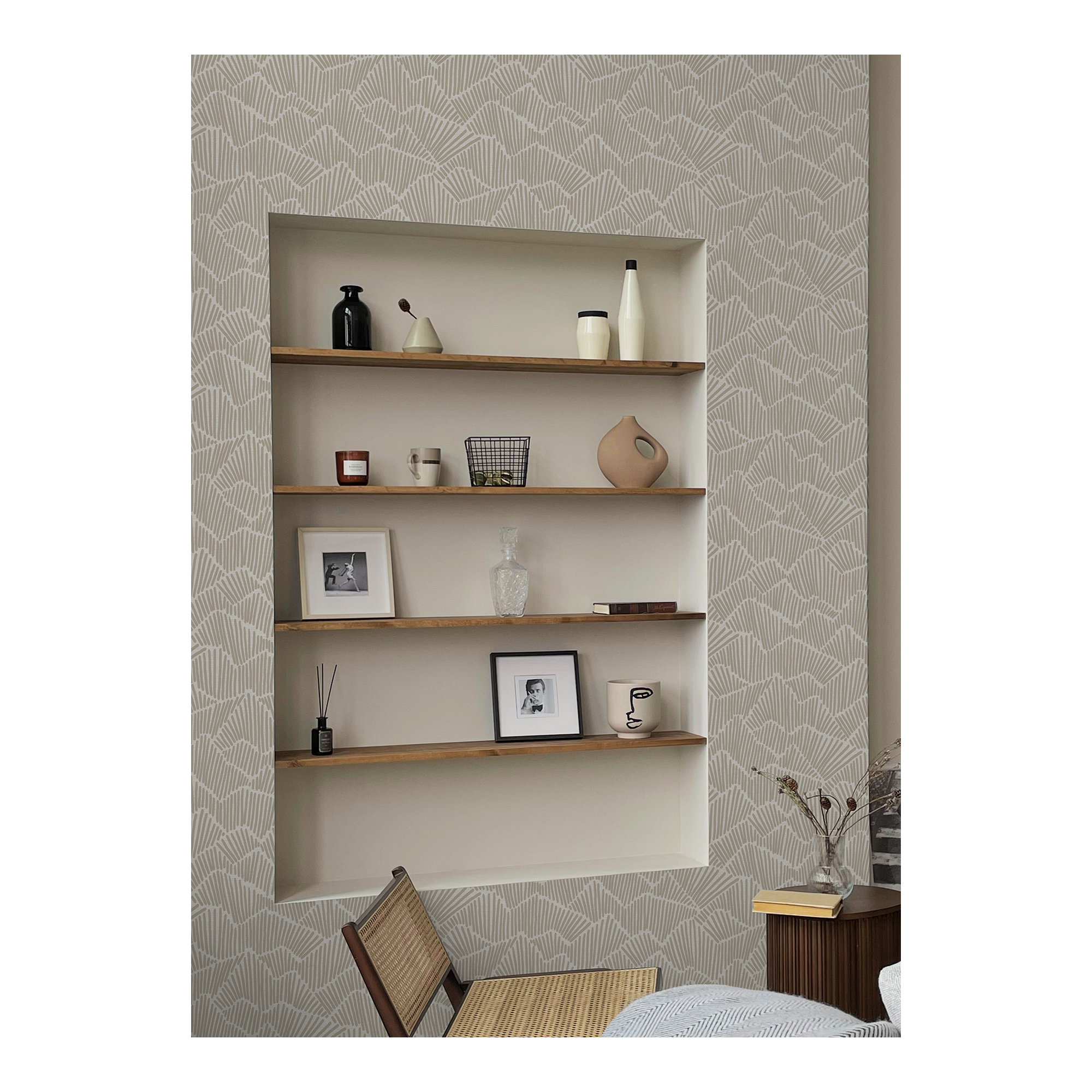 Adames Modern Peel & Stick Geometric Wallpaper, Beige