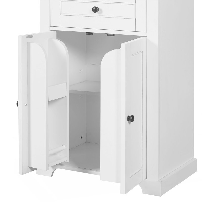 67.2" Tall Bathroom Storage Cabinet With Tempered Glass Doors, Adjustable Shelves & Drawer – Modern Freestanding Linen Tower, Soft-Close Design