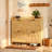 Light Oak Rustic Barn-Door Shoe Cabinet With 4 Flip Drawers, Sleek Space-Saving Entryway Organizer For Living Room-2103035524