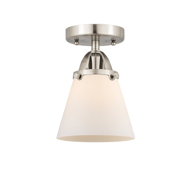 Plafonnier semi-encastré en verre à DEL, Blanc mat, H 9,25 po x l 6,25 po x P 6,25 po, Nickel satiné brossé