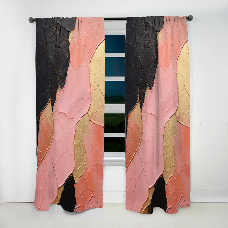Loire Minimalism Pink Potteries I - Modern Velvet Curtain - Room Darkening - 1 Panel, 52" W x 95" L