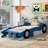 Meridian Race Car Platform Bed With Wheels, Pine Wood And MDF-1290319199-1290319197