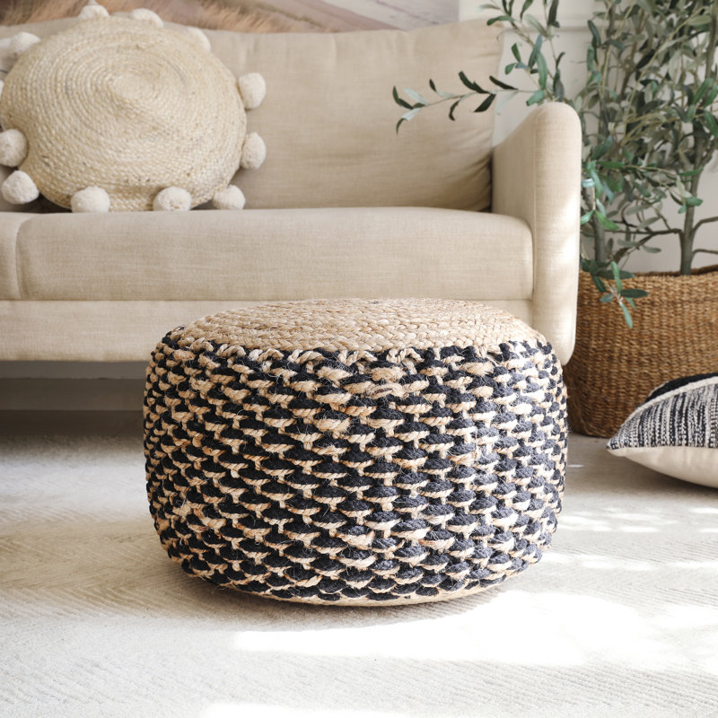 Petit repose-pieds en jute et coton Allmon
