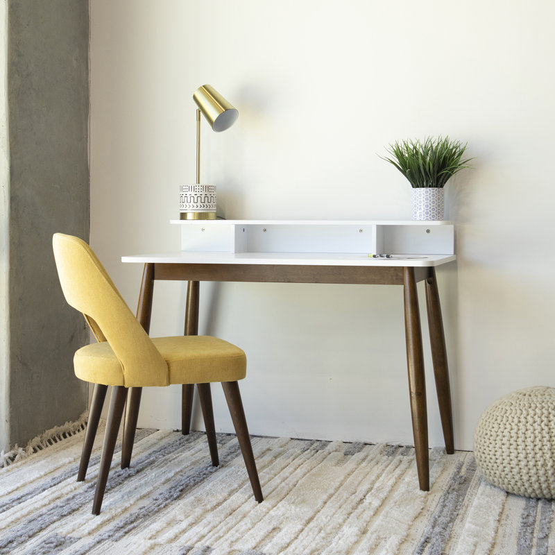 Bureau en bois massif Bryhanna, Blanc