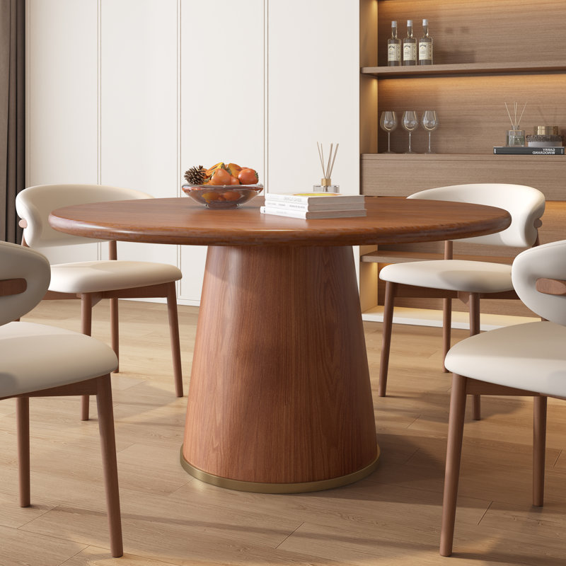 Table de salle à manger ronde en bois massif peu encombrante pour la cuisine, le petit déjeuner et le bureau, style Gullu