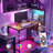 Computer Desk With Power Outlet & Storage Shelves, Study Writing Table With USB Ports Charging Station, PC Desk Workstation For Home Office-2069315499