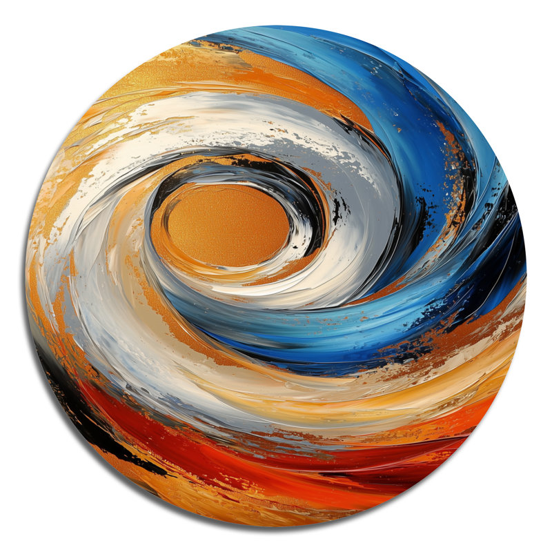 Bindy - Art mural rond moderne transitionnel en métal, H 16 po x l 16 po